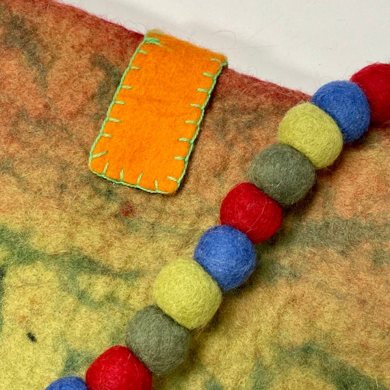 NOS Vintage 70’s Multicolored Felted Wool Psyched… - image 2