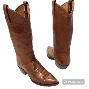 Vintage Dan Post Women's Brown LIZARD SKIN Cowboy Western Iguana EXOTIC Leather Boots 6 M