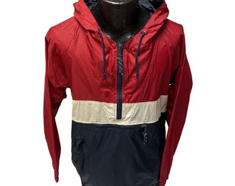 Vintage 90's GAP Men's Red Blue White Windbreaker COLORBLOCK Nylon