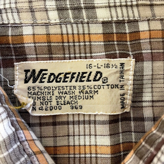 Vintage 60's Wedgefield Men's Brown Orange PLAID … - image 4
