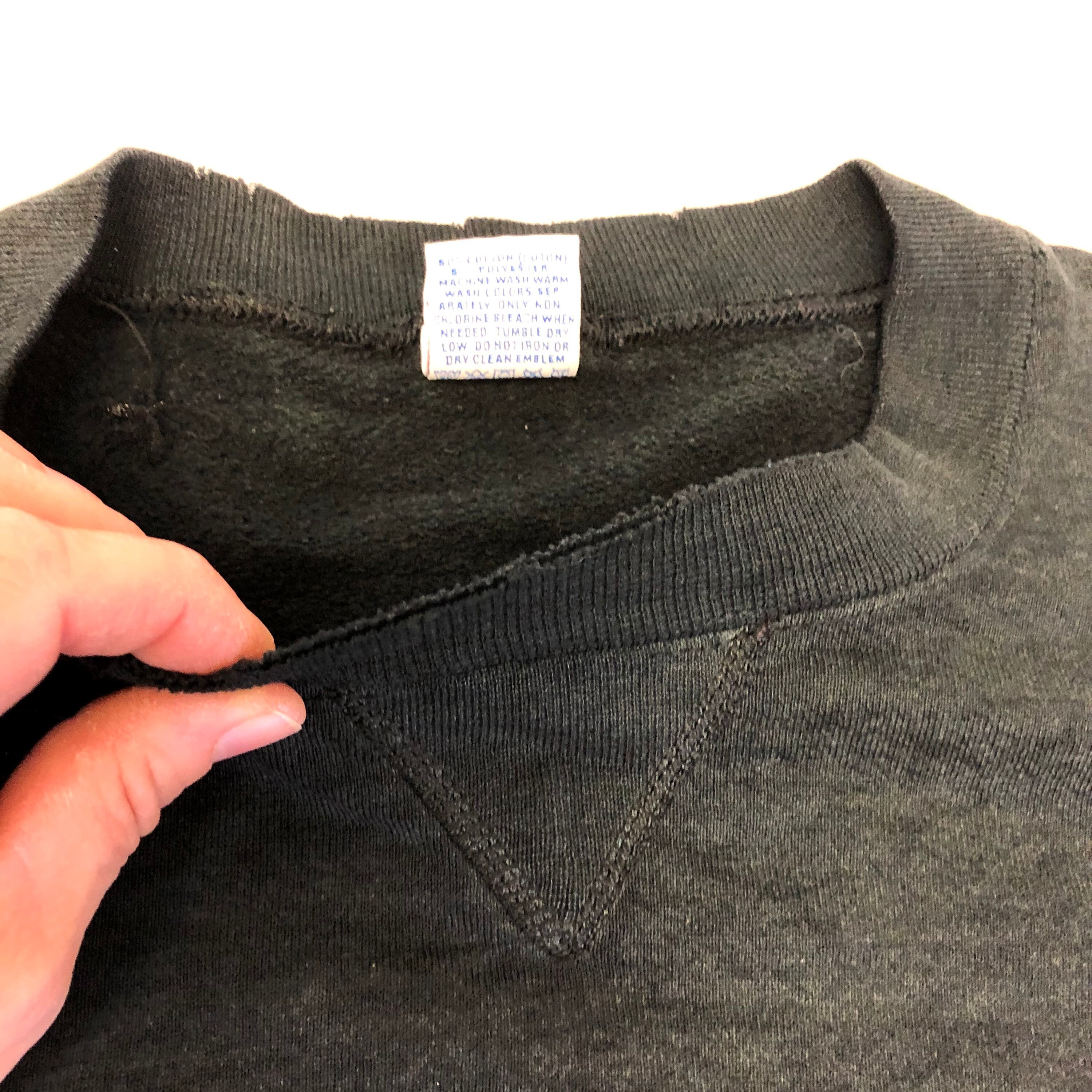 Vintage 60 70's Russell Athletic DISTRESSED Black Single V