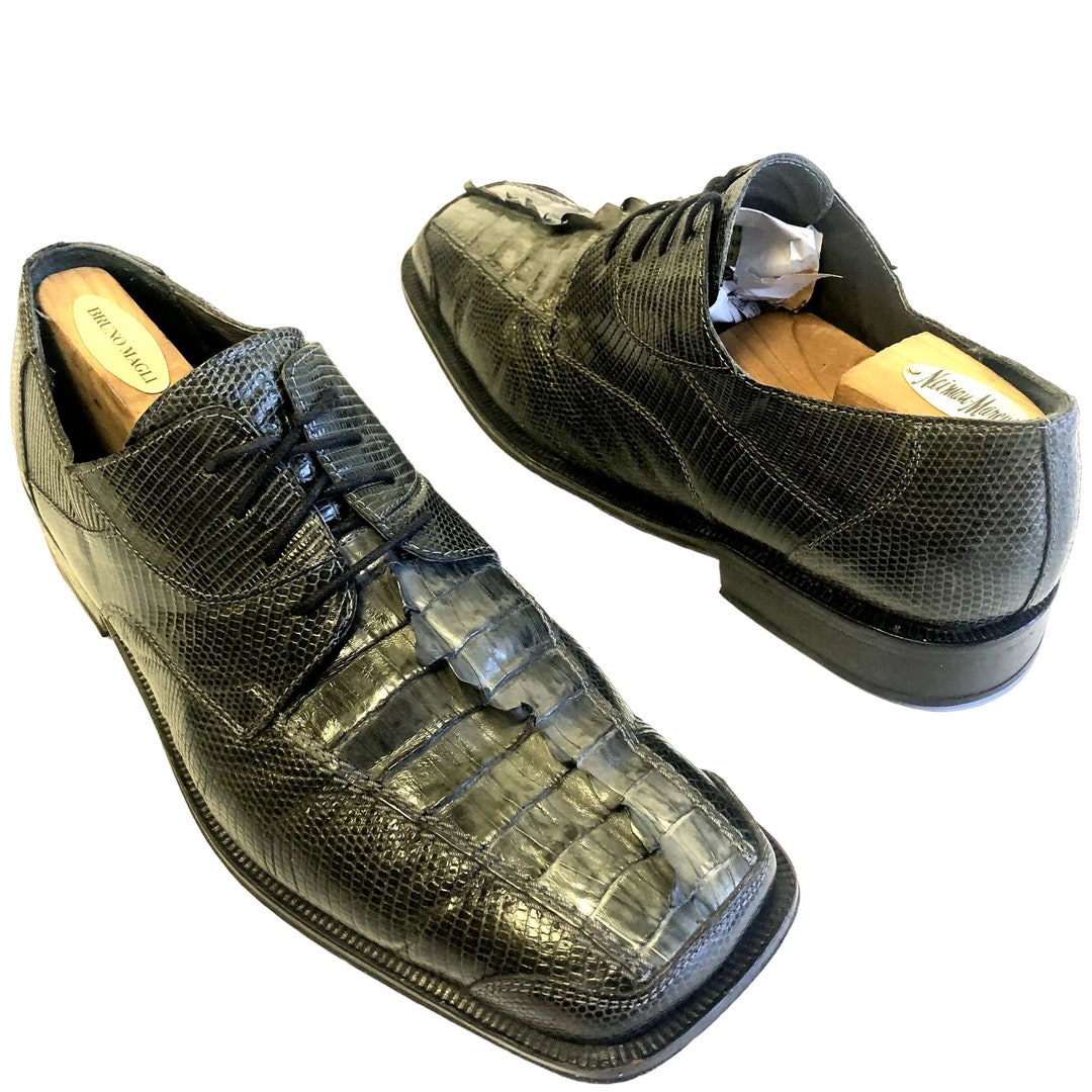 Vintage Custom Made David Eden Men's Black Genuine LIZARD