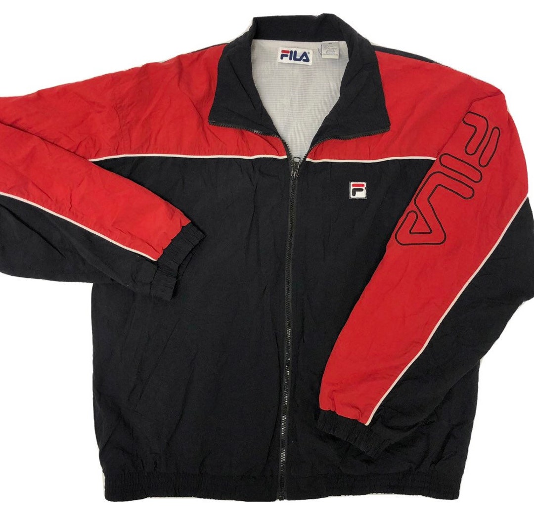 FILA ジップアップジャケット レッド/アイボリー FILA Zip Up Hoodie Jacket Red White and Blue Size L with