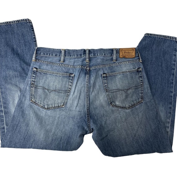 Vintage Y2K Polo Ralph Lauren Men's Blue Jeans DISTRESSED Denim