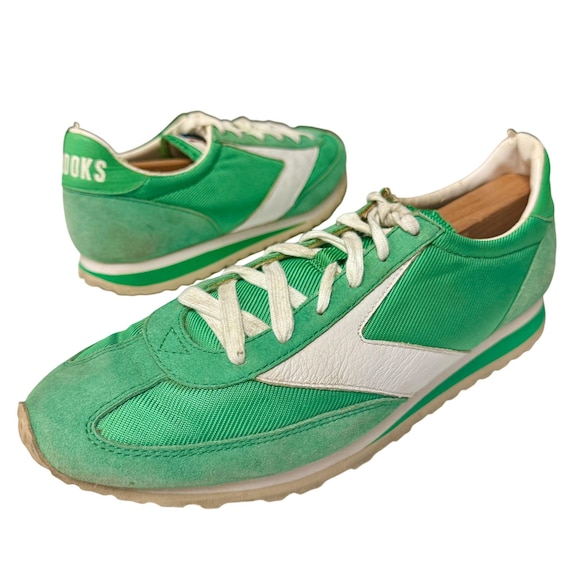 Vintage 80's Brooks Men's Bright GREEN SUEDE Running