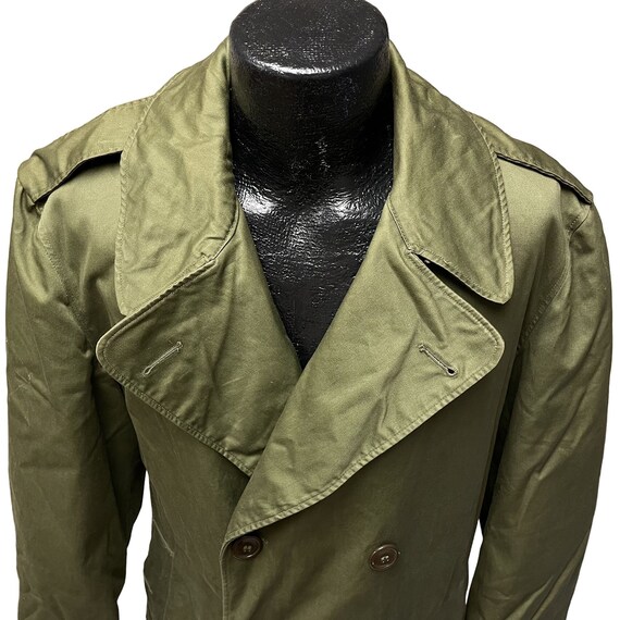Vintage 50's Korean War Green TRENCH Military Overcoat Wool Vintage 50's Korean War Green TRENCH Military Overcoat Wool