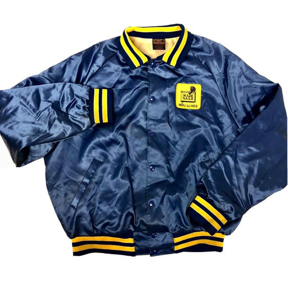 SPECIAL VINTAGE 襤褸JKT Vintage 70 80's Hilton Blue Shiny SATIN Windbreaker Maze
