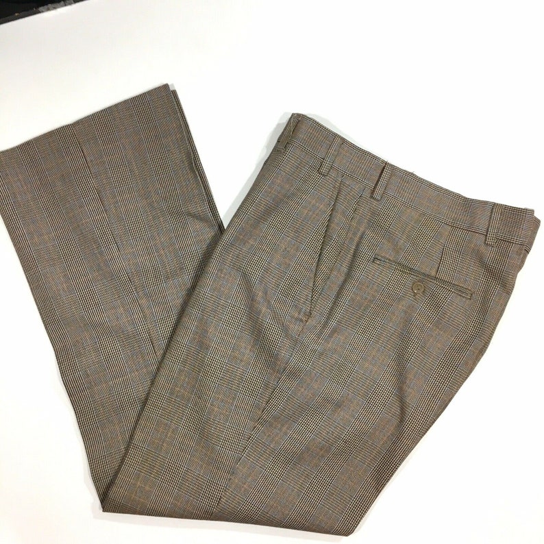 3 pc Vintage 60/'s Palm Beach Men Brown Houndstooth GLEN PLAID Wool Bankers Suit 40 R /& Vest Trousers Pants Slacks 3630