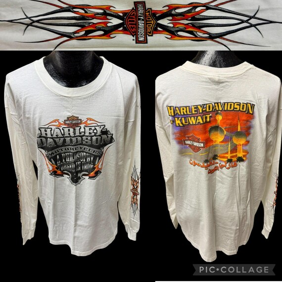 Vintage Y2K Harley Davidson KUWAIT Motorcycle FLAMES Philosophy