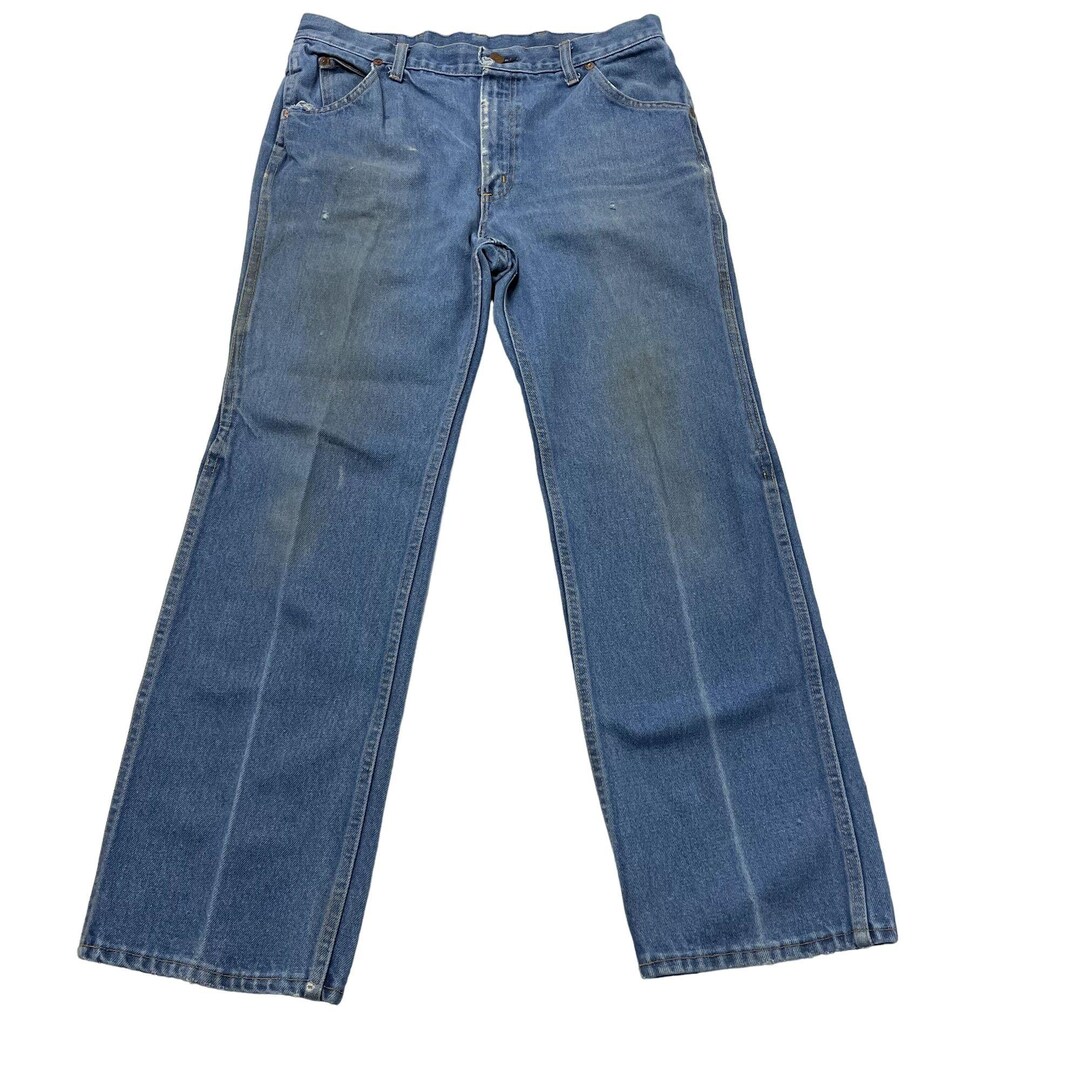 〜60's ROEBUCKS WESTERN DENIM PANTS Vtg 60's Sears Roebucks Men's DISTRESSED Blue Jeans Work Chore