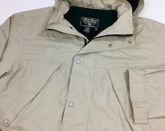Vintage 90's Eddie Bauer Men Beige WOOL Lined MOUNTAIN PARKA Coat