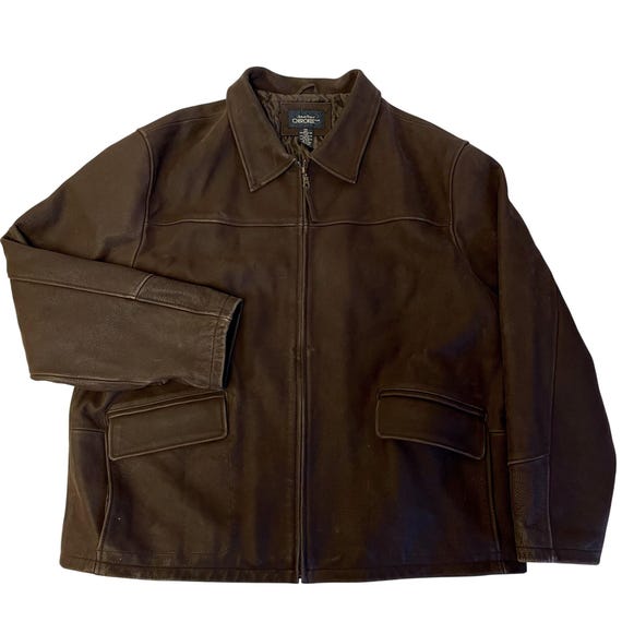 Vintage Y2K Cherokee Men Brown ULTRA SOFT Leather Coat Casual