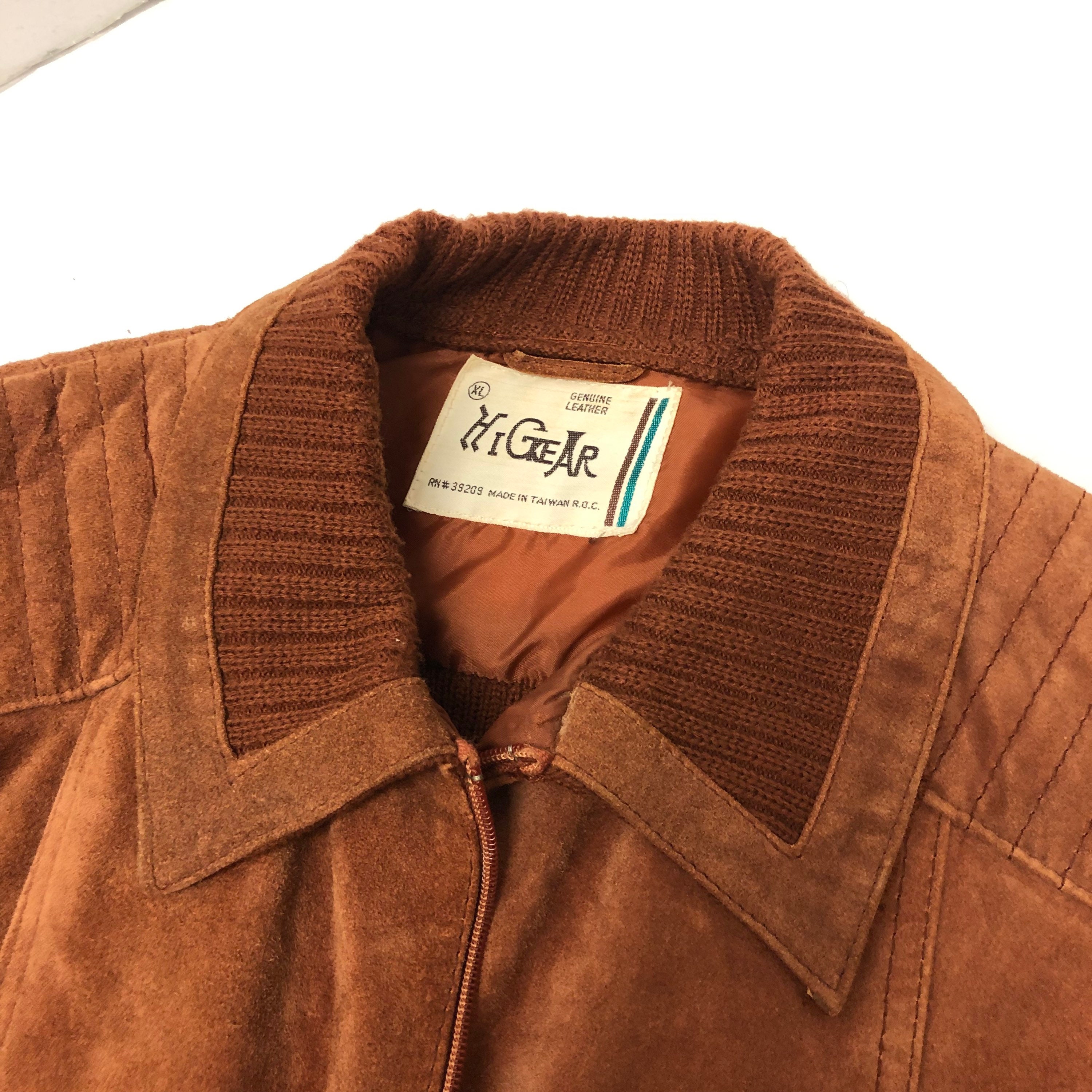 Vintage 60's Hi Gear Men's Rust Suede Mod Coat KNIT GAUCHO Leather