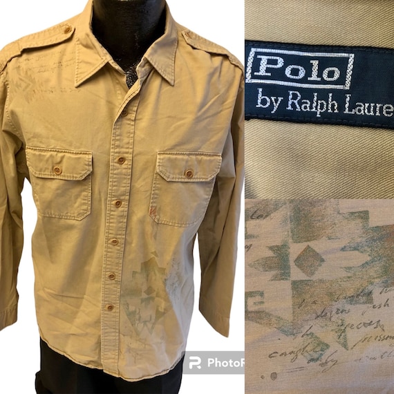 Vintage Polo Ralph Lauren Beige AZTEC Navajo SAFARI Sports Wear