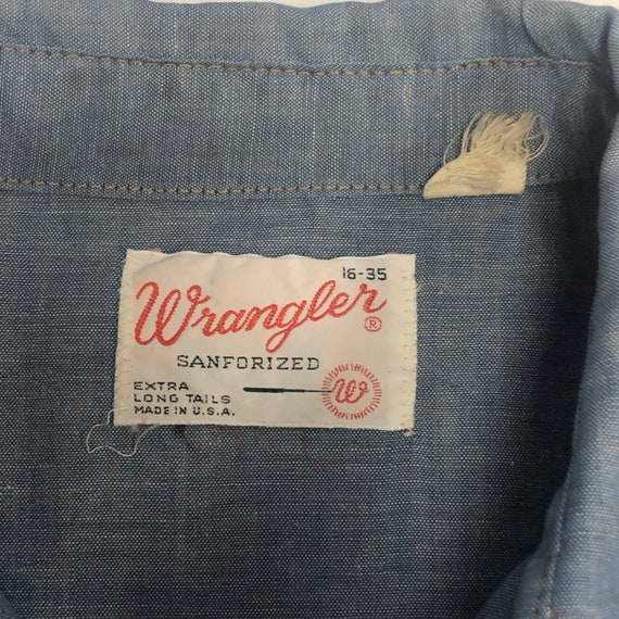 Vintage 70's Wrangler SANFORIZED CHAMBRAY Mod EMB… - image 6