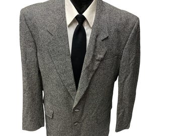 Vintage 50 60's Men's Gray Multicolor Hollywood Atomic FLECK Sport Coat 100% SILK Jacket ROCKABILLY Blazer 42 R