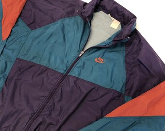 Vintage 80 90's Nike Men Purple Blue Color Block Windbreaker Vintage 80 90's Nike Men Purple Blue Color Block Windbreaker