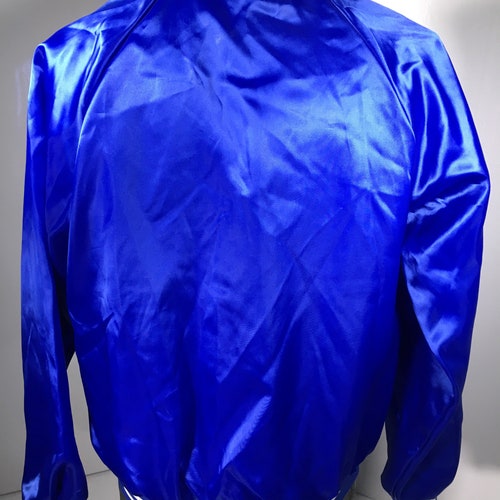 NOS New Vintage 80's Hartwell Men Shiny Blue Nylon Windbreaker AT&T Oralndo shops SATIN Jacket M 40