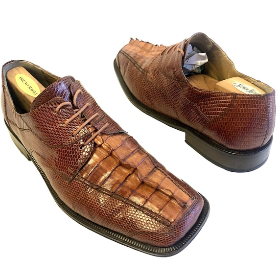 Vintage Custom Made David Eden Men Brown Genuine LIZARD Skin 