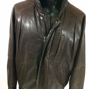 Vintage Pour Le Sport Men Brown GLOVE Leather Moto Cafe Racer Jacket ...