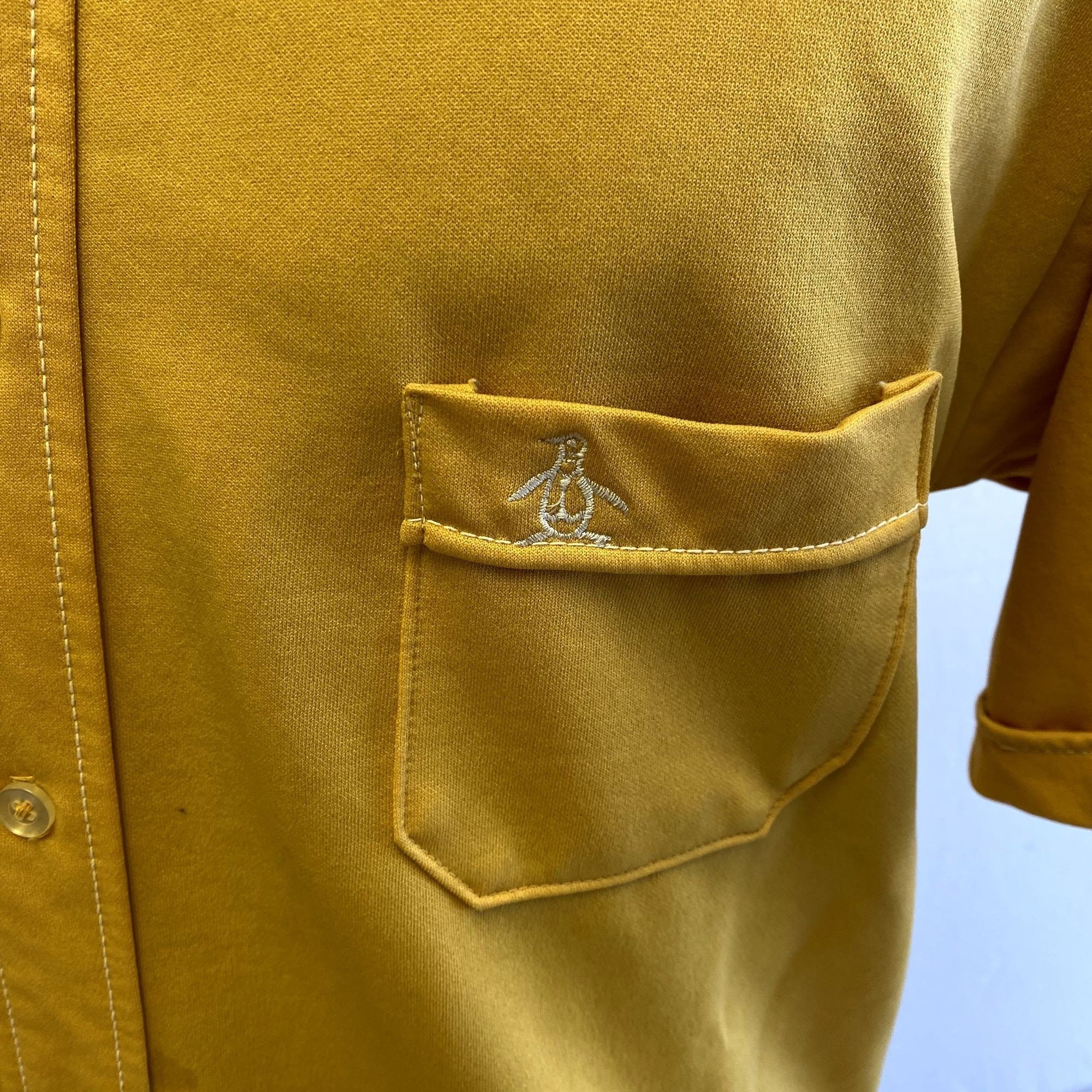 Vintage 70's Munsingwear Men Gold Mustard Disco Button up