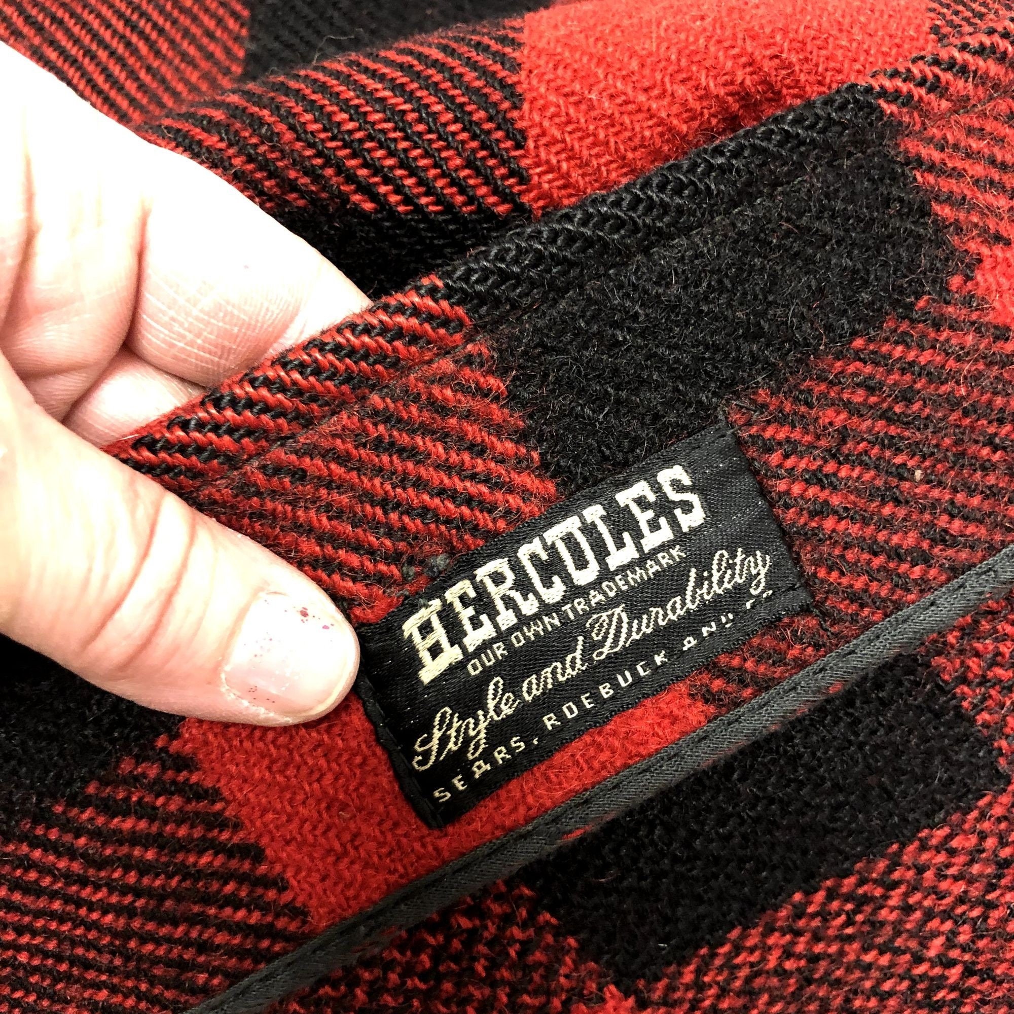 Vintage 50's Hercules Sears Red Black BUFFALO PLAID Wool Work Vintage 50's Hercules Sears Red Black BUFFALO PLAID Wool Work