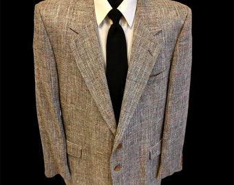NOS Vintage Bilari Brown Multicolor Sport Coat Fleck OVERCHECK Jacket SILK Blazer 42 R