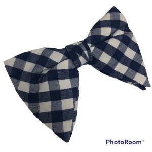 Vintage 40s Mens Navy Blue White CHECK Checkered Bowtie Rockabilly SWING Bowtie image 3
