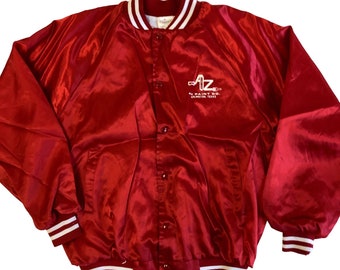 Vintage 80's Auburn SHINY Red SATIN Bomber AZ Paint Texas Painter