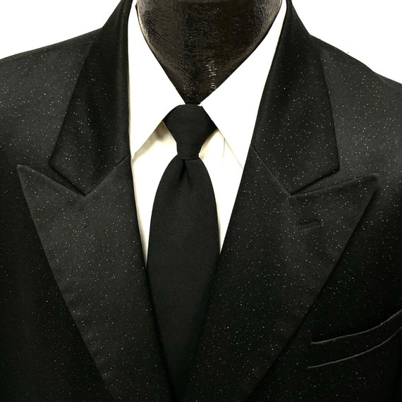 Vtg Falcone BLACK 4 Button Peak Lapel Shiny GOLD … - image 8