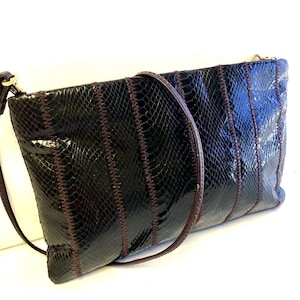 Vintage 80's Clemente Borgoña EXOTIC EVENING Bolso genuino SNAKESKIN Bolso de hombro