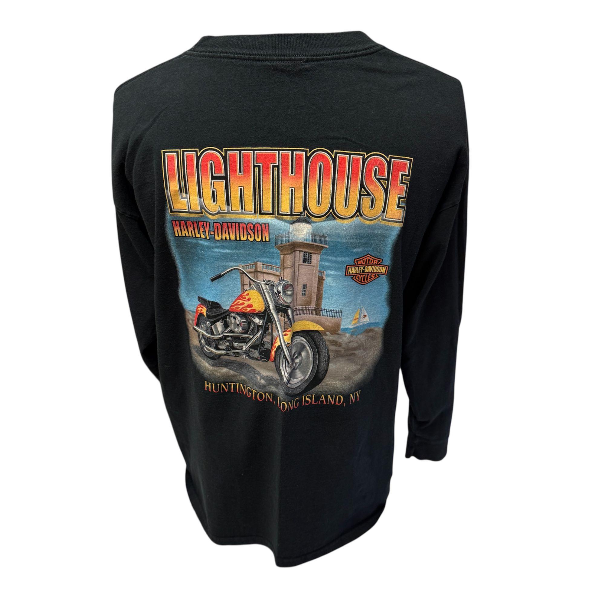 Vintage Y2K Harley Davidson Blue FLAME Logo Motorcycle LIGHTHOUSE
