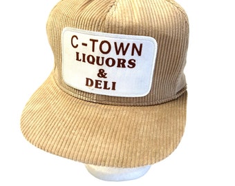 casquette de camionneur en velours côtelé vintage des années 70 et 80 C-Town LIQUORS & Deli Snapback RARE