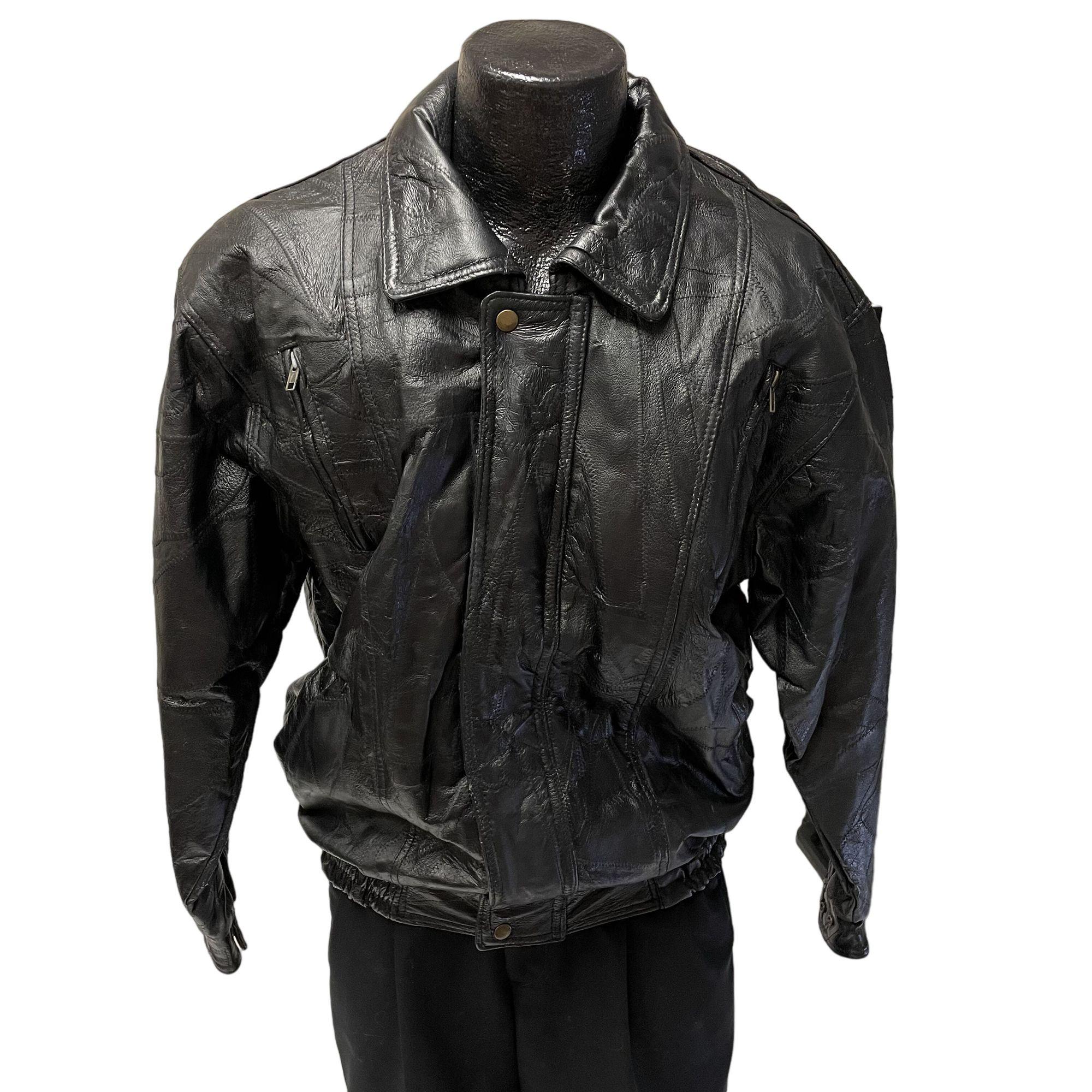 ジャケット・アウター 70s 80s ITALY design leather blouson Vintage 80's Navarre Italian STONE Design Black Leather BOMBER