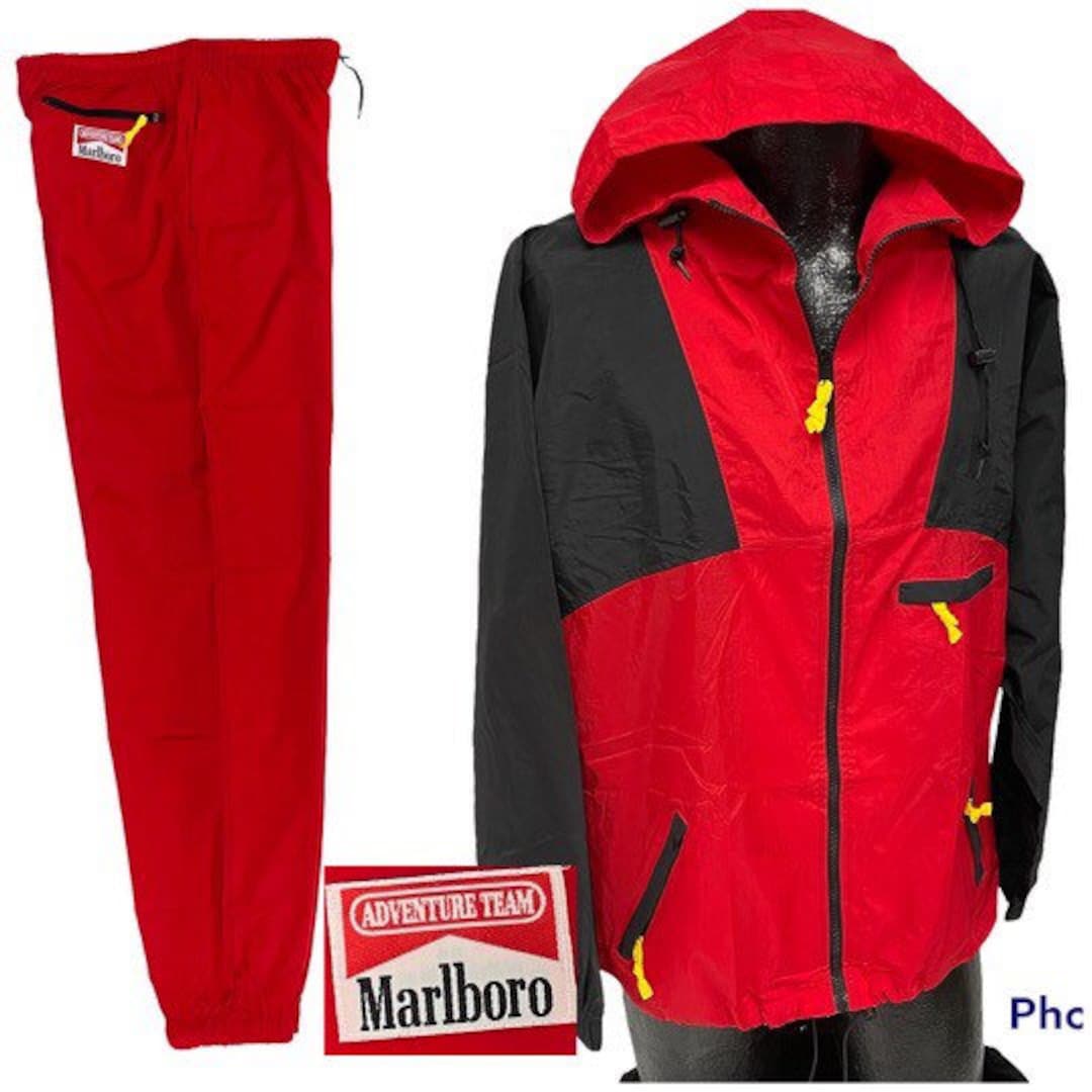 NOS New Vintage 90's Marlboro Adventure Team Men's Red Black NOS New Vintage 90's Marlboro Adventure Team Men's Red Black