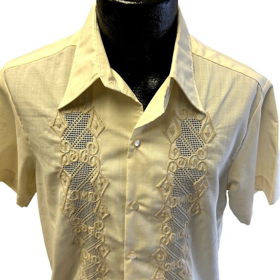 Vintage 70's Men's Beige EMBROIDERED Hawaiian WED… - image 7