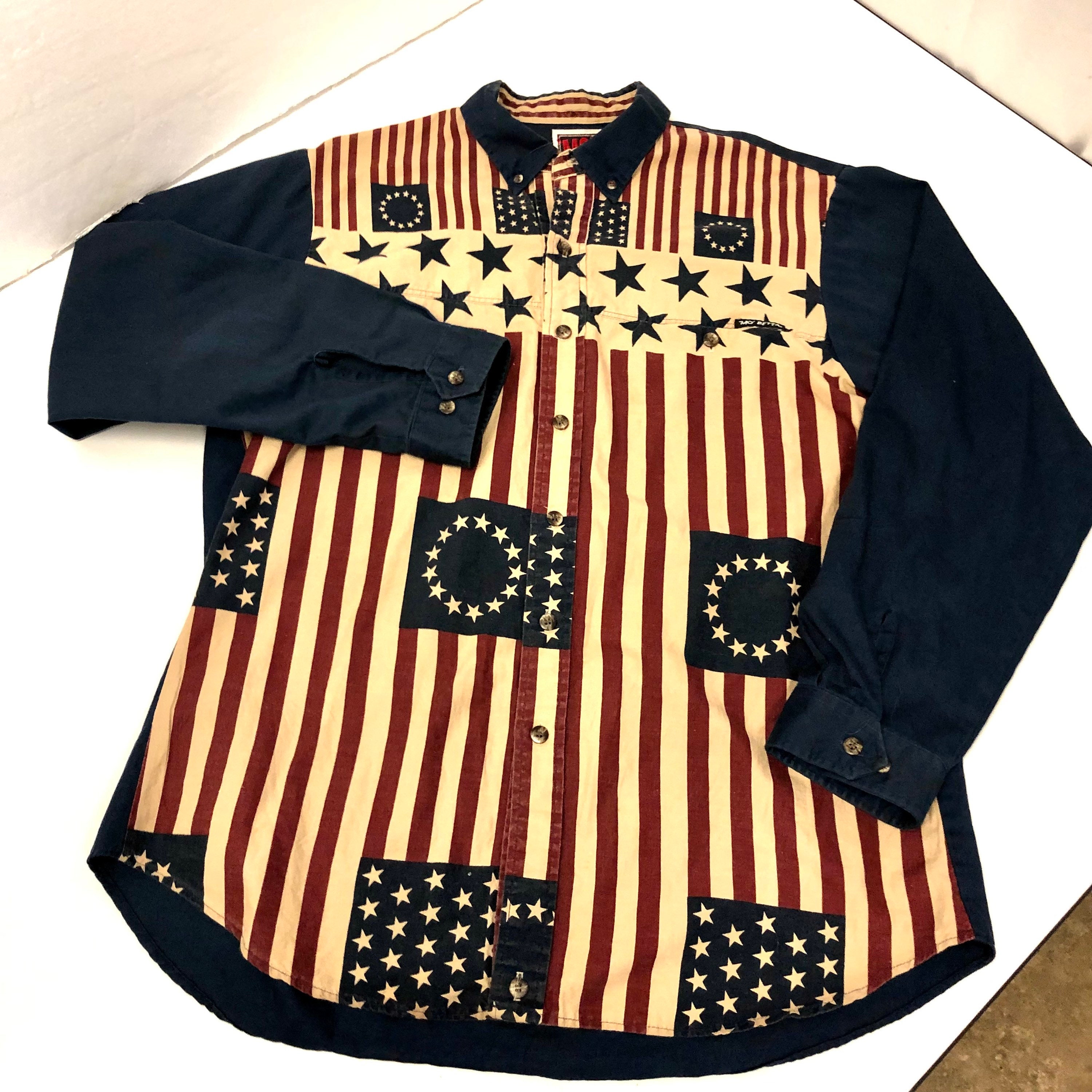 Vintage 90's Mo Betta USA Flag Cowboy Western GARTH Color