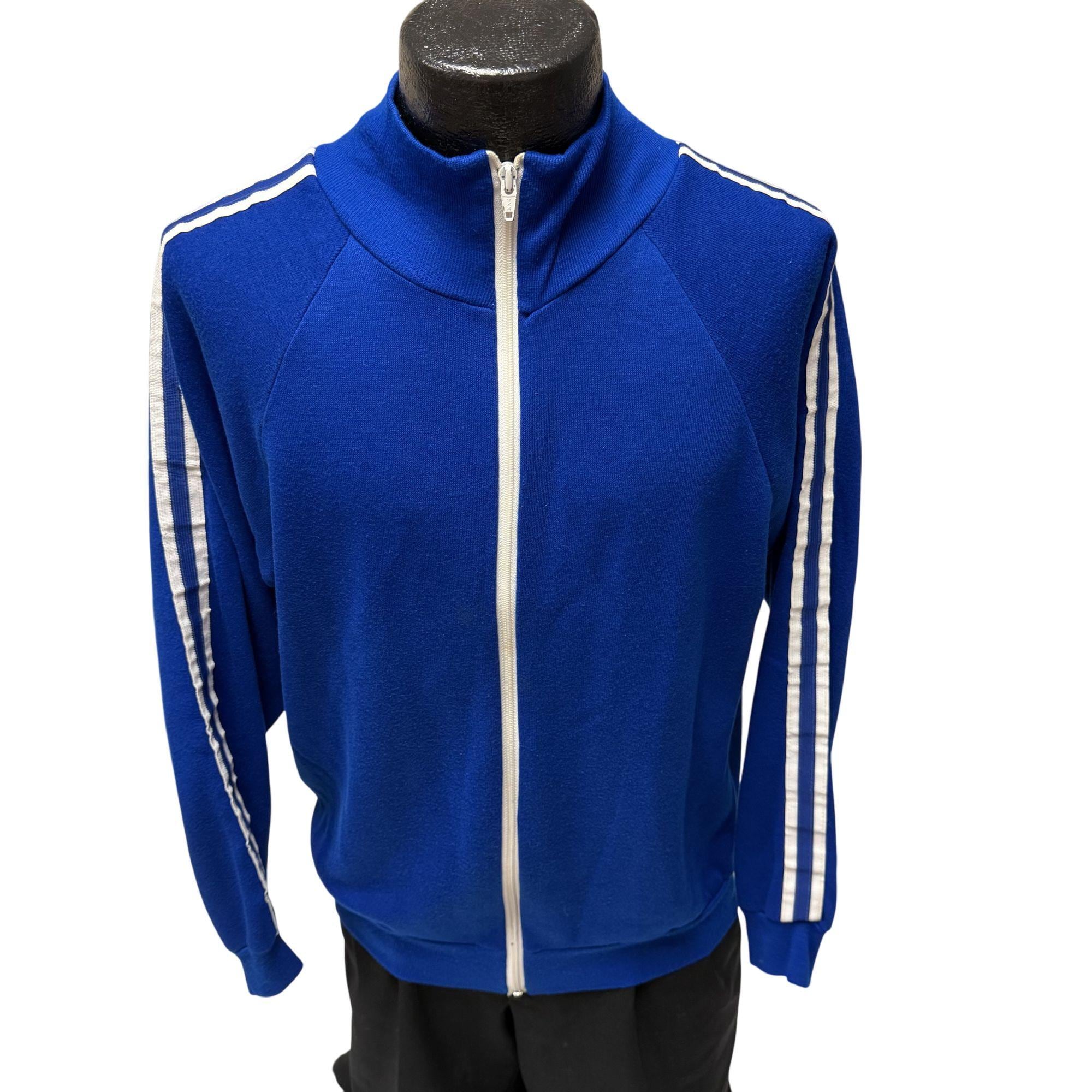 Vintage 70 80's Royal Blue Acrylic White STRIPE Warm up Running