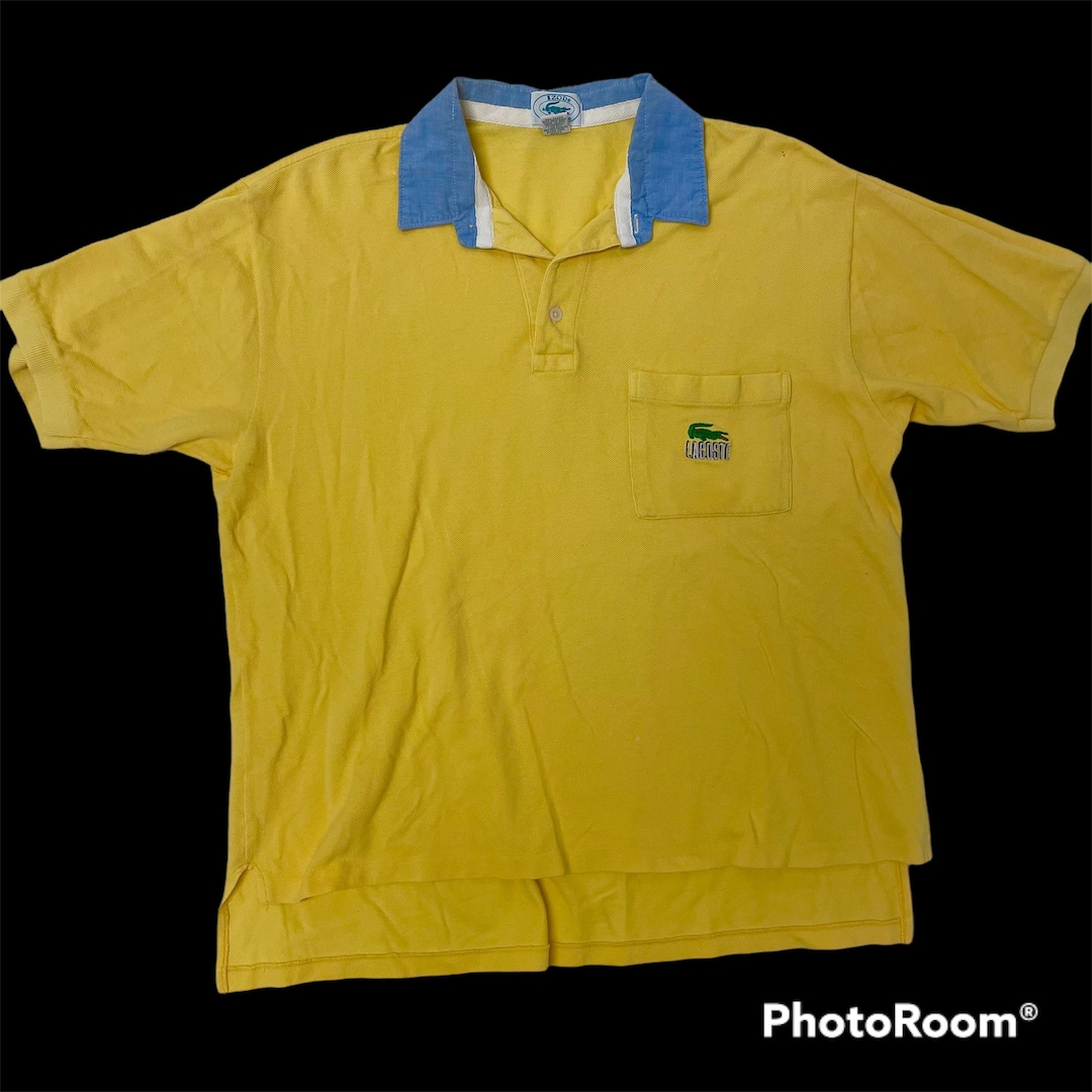 Vintage 80's Izod Lacoste USA Yellow Knit SPELLOUT Alligator Vintage 80's Izod Lacoste USA Yellow Knit SPELLOUT Alligator