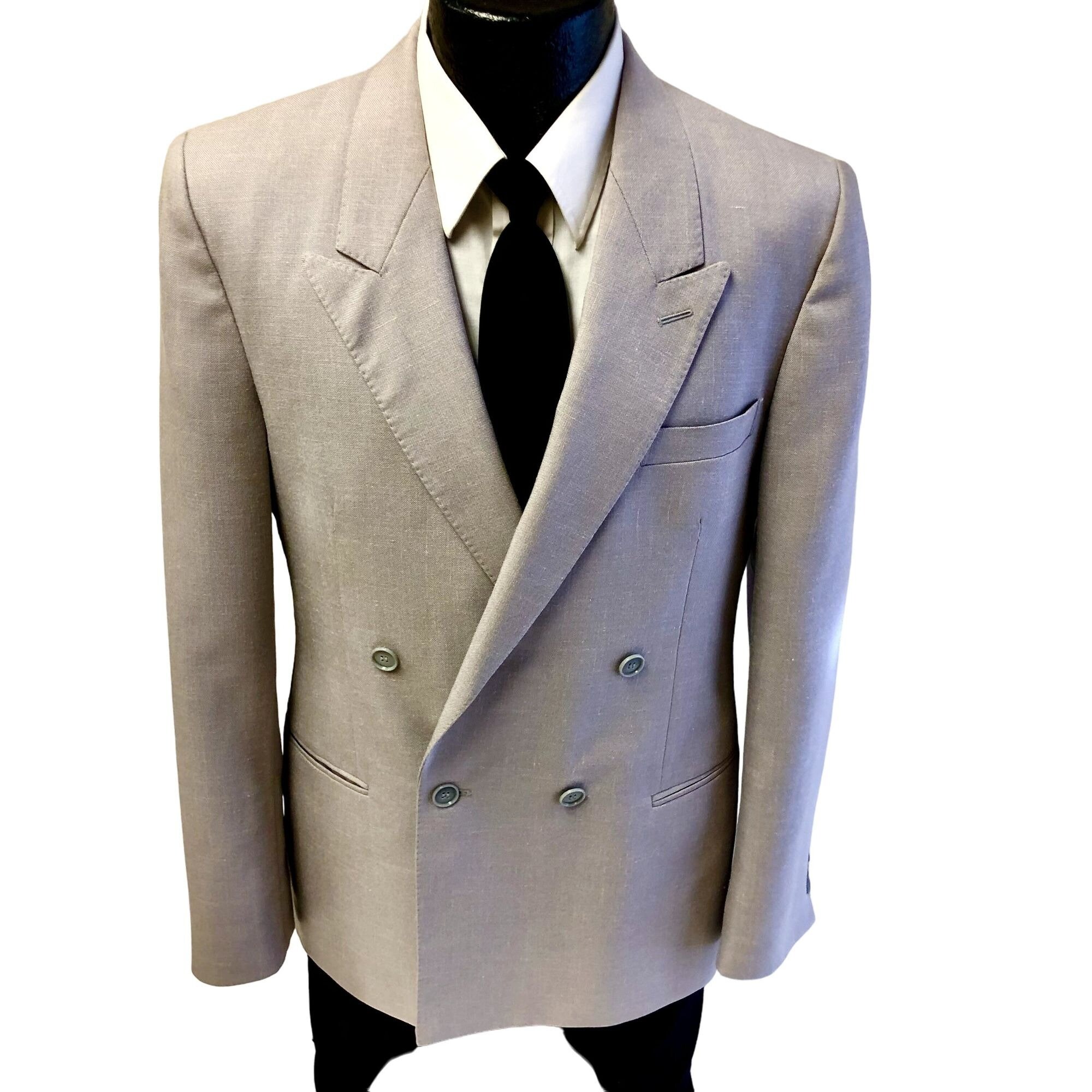 Nos New Vintage 50's Style Men Gray Silver Double Breasted