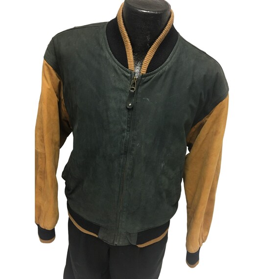 Vintage 80 90's U2 Wear Me Out Black 2 Tone Leather Bomber
