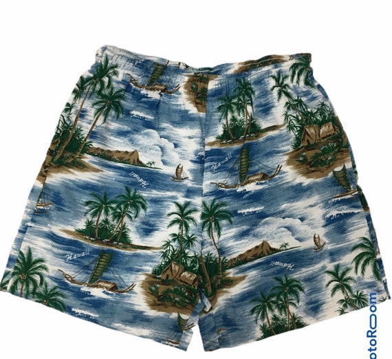 Vintage 50-60's Men's Blue Cotton Hawaiian TIKI S… - image 1