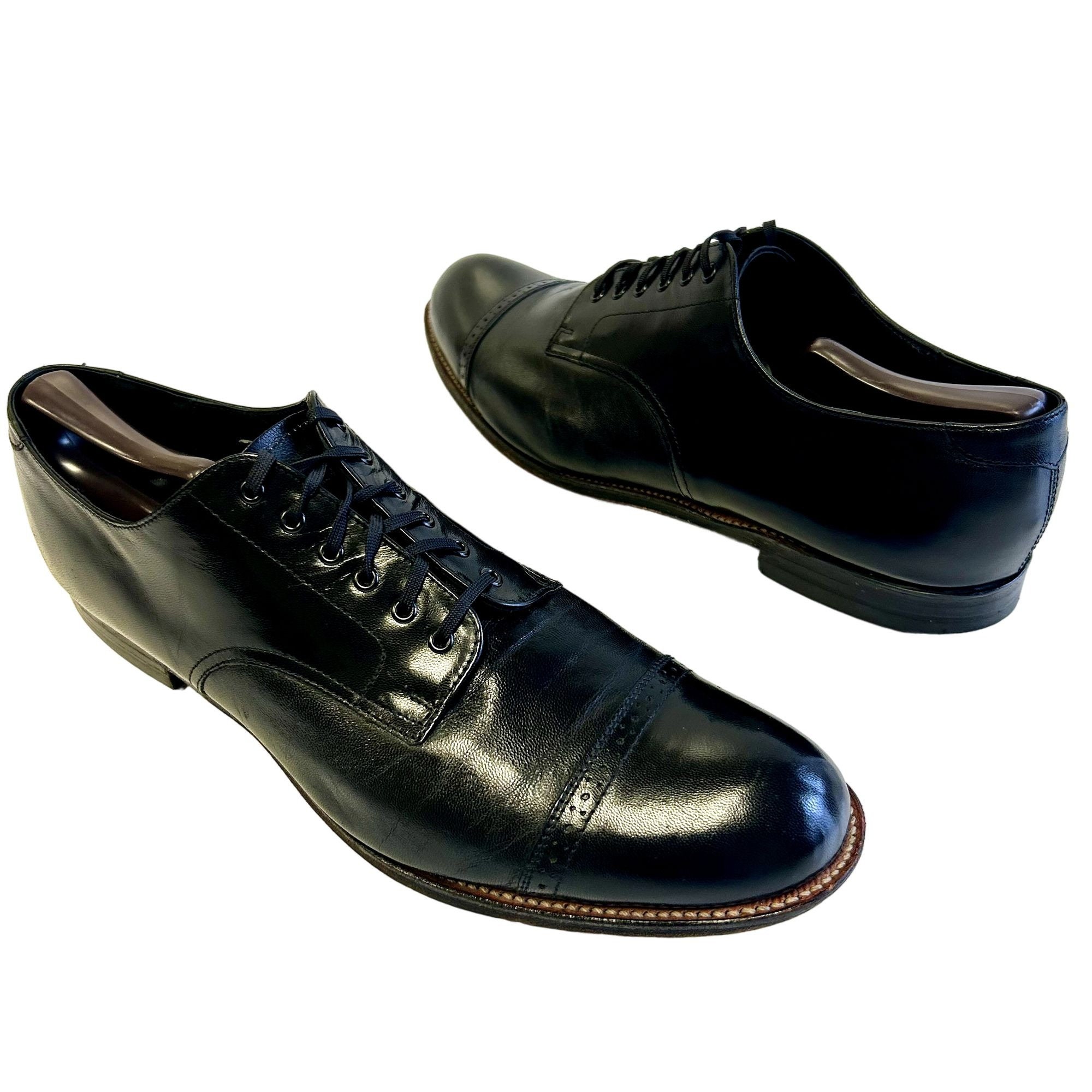 靴 60s Stetson Healdarch Black Dress Shoes Stetson Healdarch Black Leather Plain Toe Dress Shoes US 9