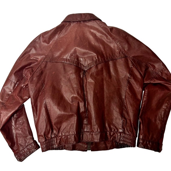 Vintage Lakeland Men Oxblood Leather Bomber CAFE … - image 2