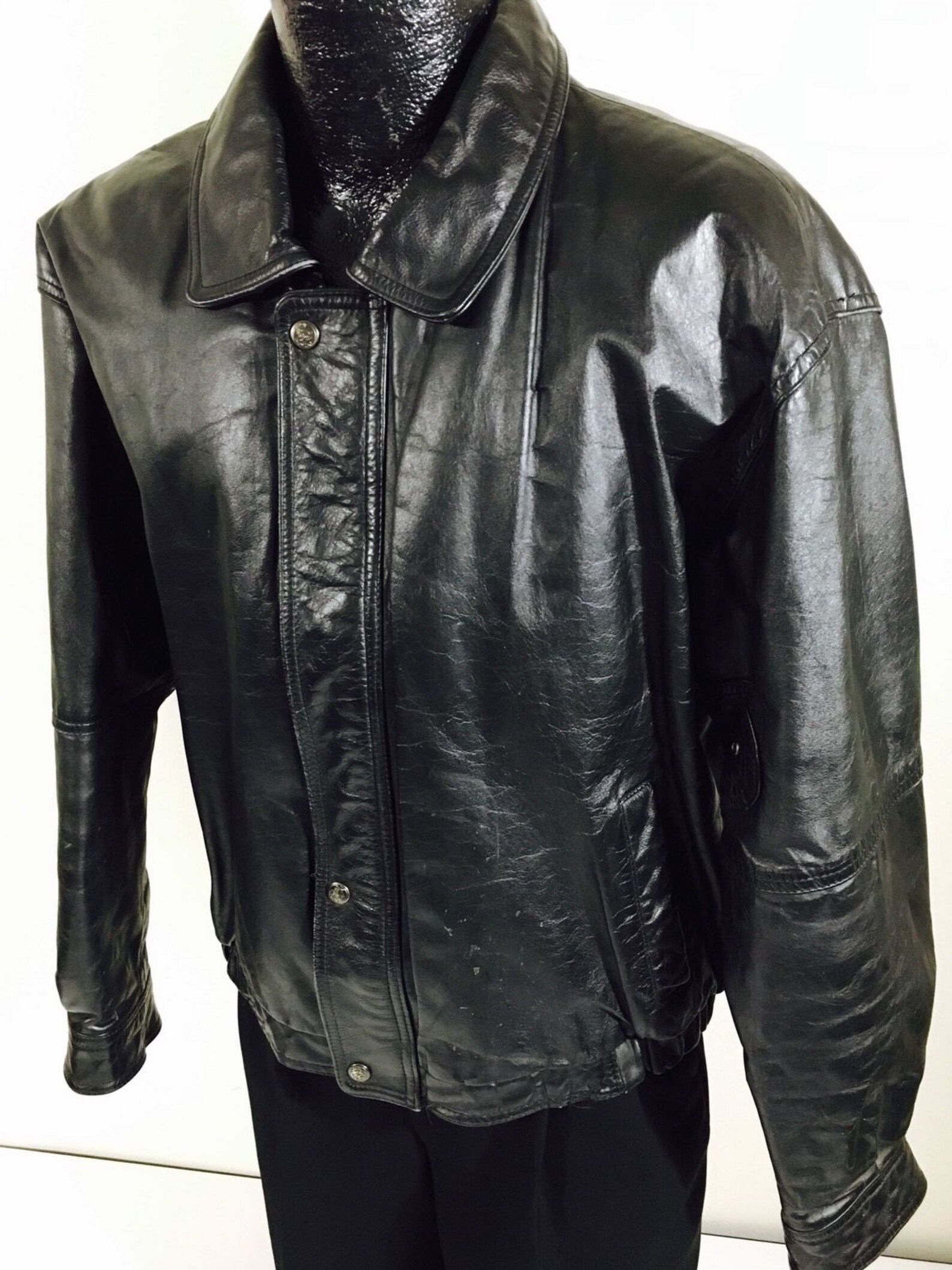 Vintage COOPER Saddlery Men Black Leather FLIGHT Pilot Jacket Etsy