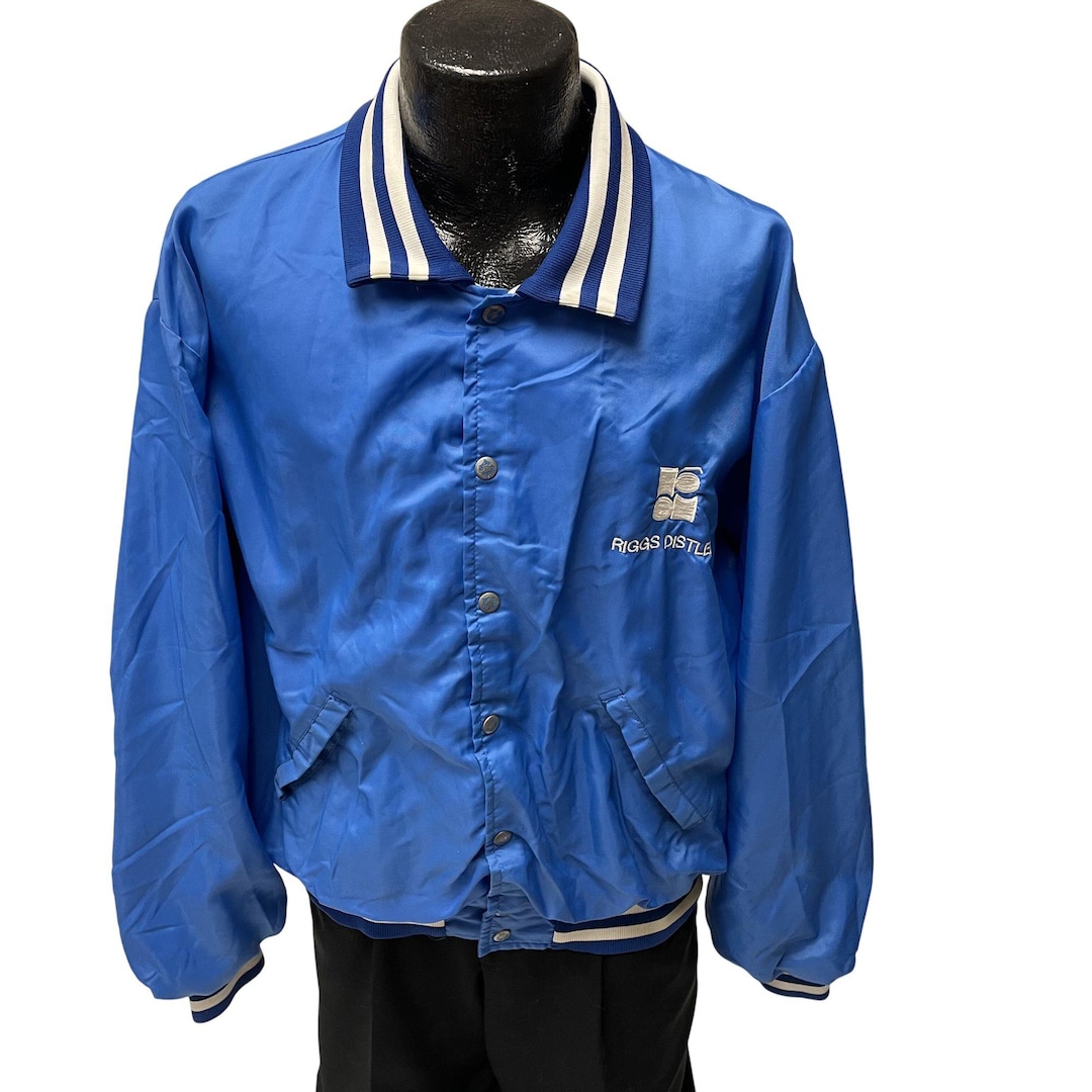 Vtg 80’s Birdie Blue Nylon Windbreaker RIGGS DISTLER Electric Utility ...
