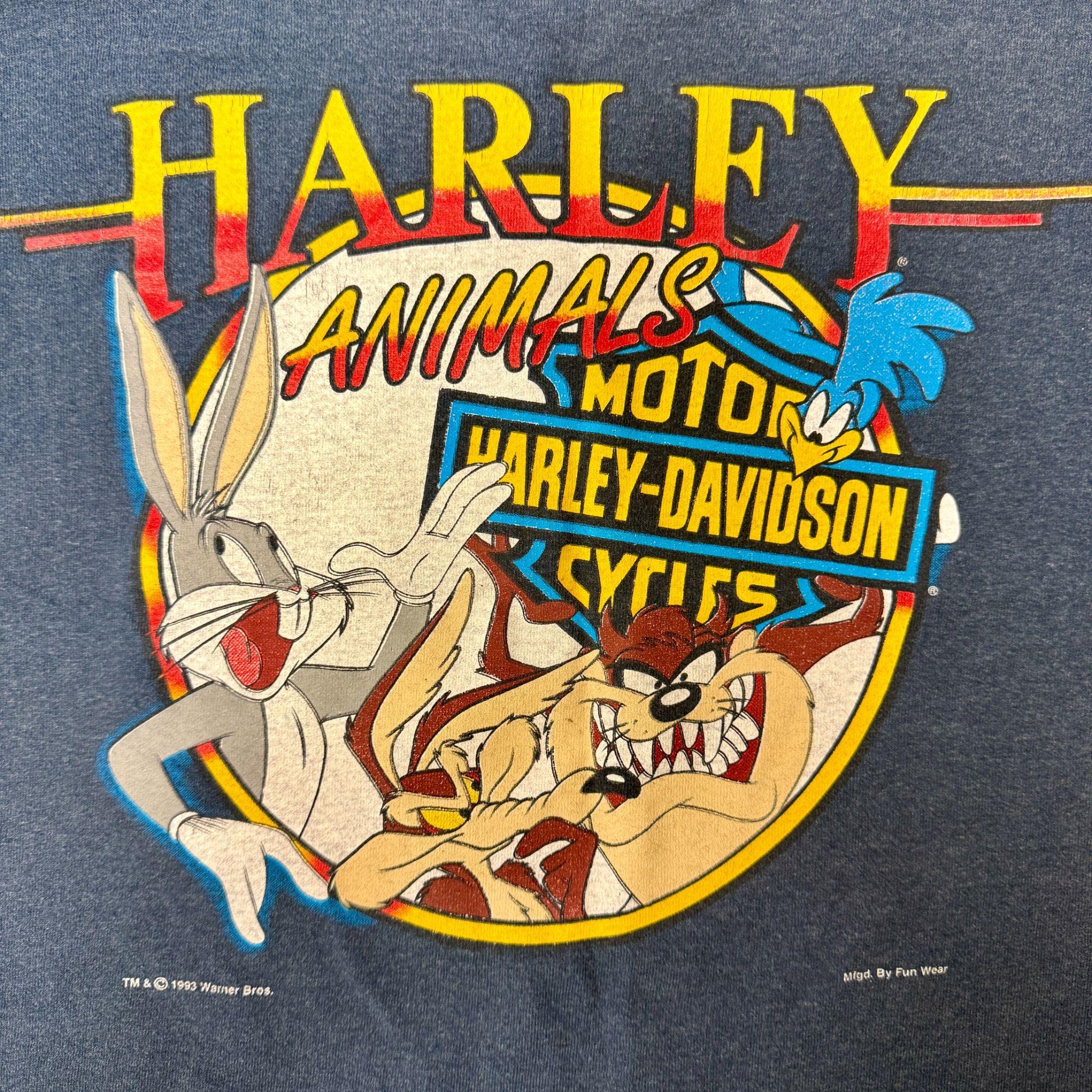 T-shirt Vintage Harley-Davidson X Looney Tunes 1993 Occasion - Taille L, Noir - Très Bon état