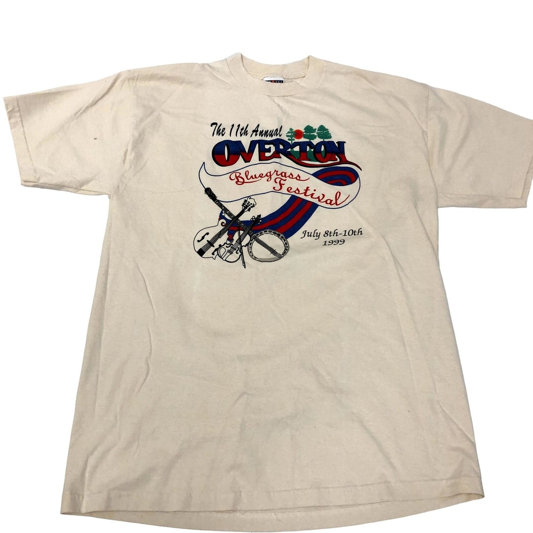 Vintage 1999 Jerzees Men Overton BLUEGRASS Music FESTIVAL Cotton
