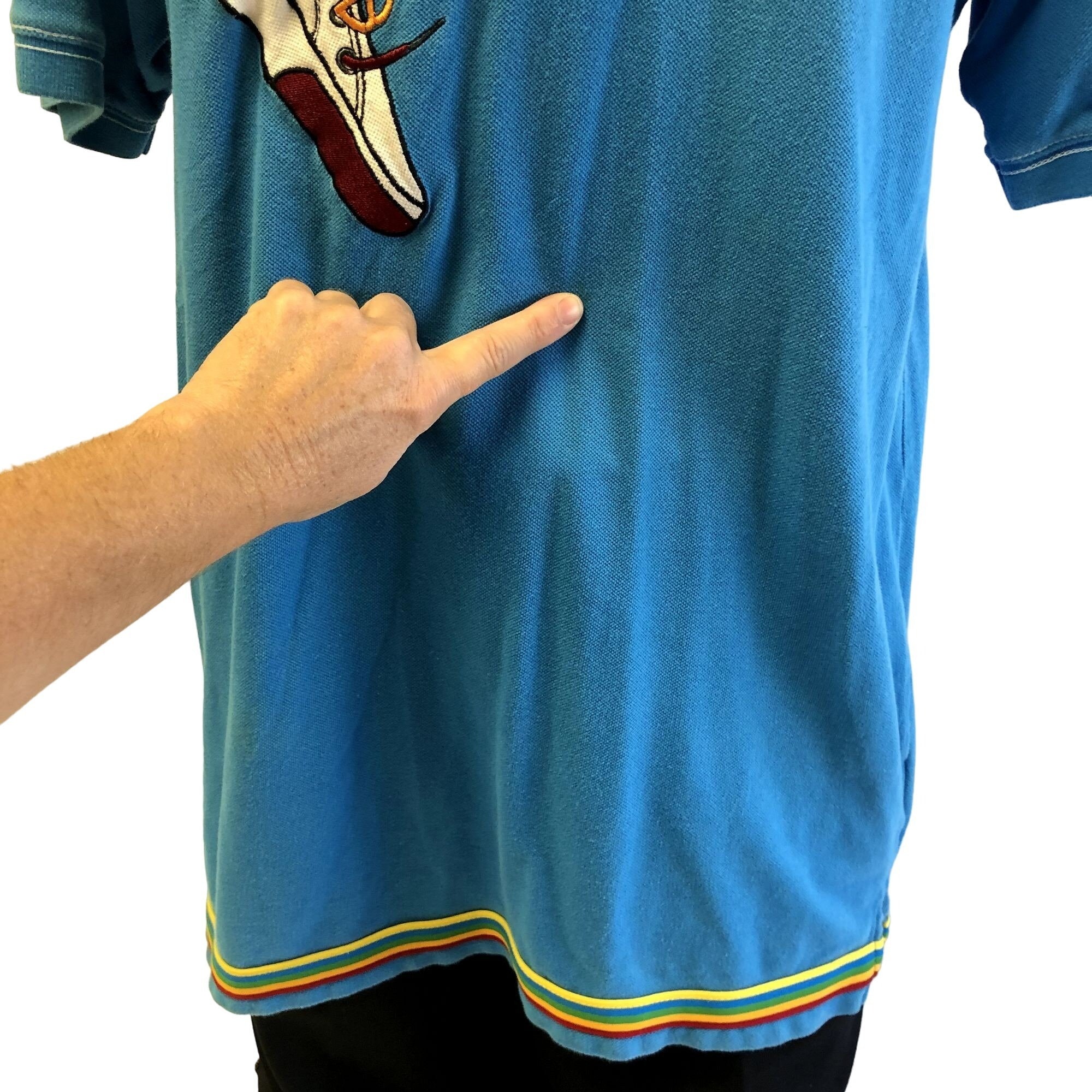 Vintage Y2K COOGI AQUA Blue RAINBOW Stripe Streetwear Sneakers