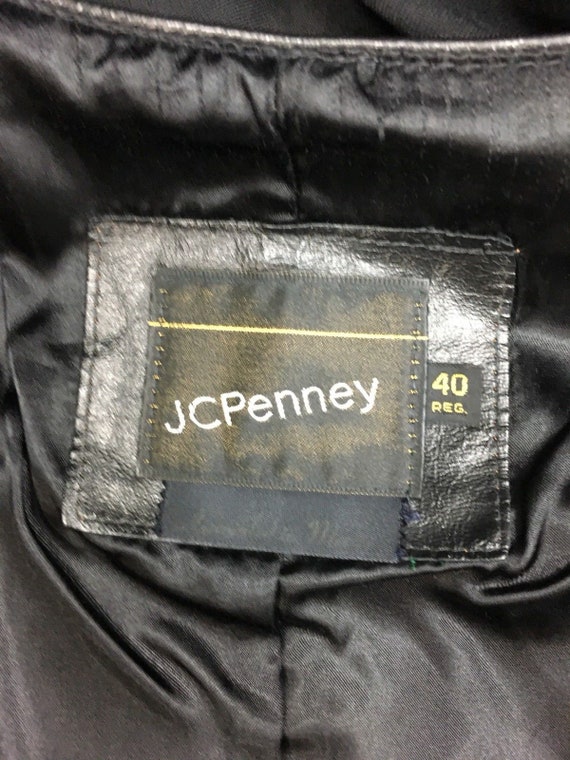 Vintage 70's JcPenney Men BLACK Leather WAISTCOAT… - image 7